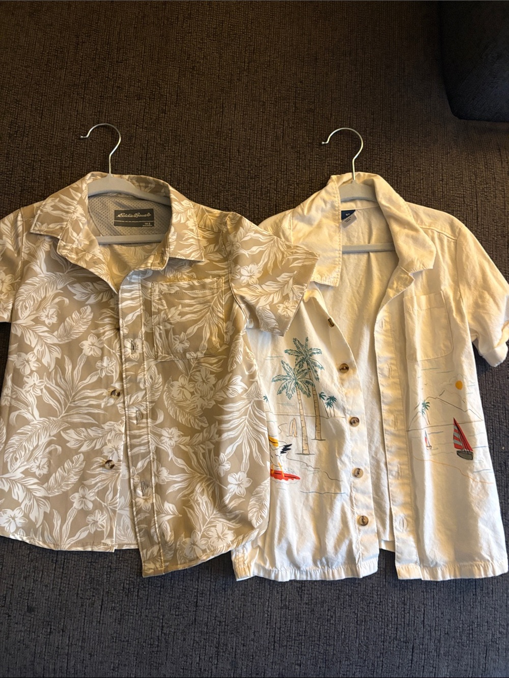 Boys' Tan Floral Short Sleeve Shirt Duo